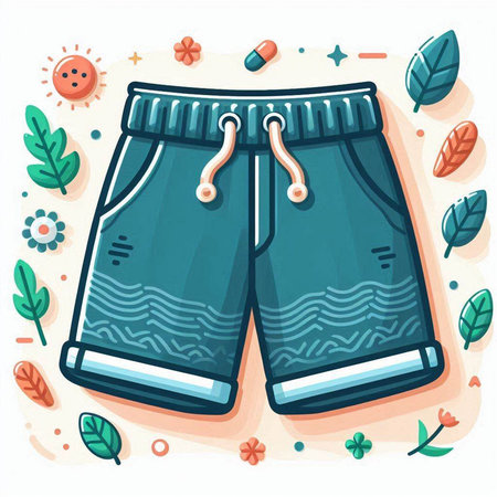 Vector illustration of a pair of shorts on a white background. Flat style.のイラスト素材