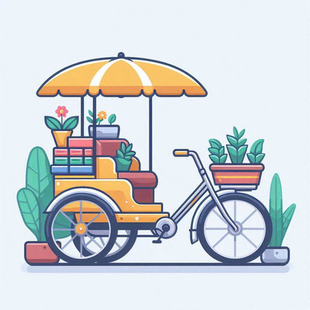 Tricycle with boxes. Delivery service concept. Vector illustration.のイラスト素材