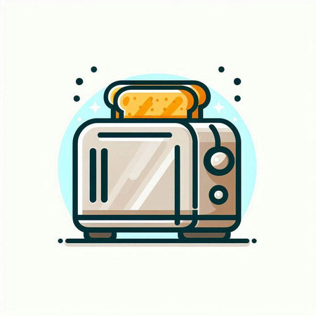 Toaster icon, vector illustration. Flat thin line style design.のイラスト素材