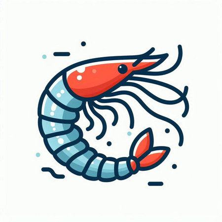 Shrimp vector icon. Seafood illustration. Seafood sign.のイラスト素材