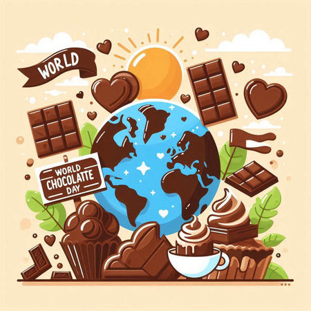 World Chocolate Day concept. Vector illustration of world chocolate day poster.のイラスト素材