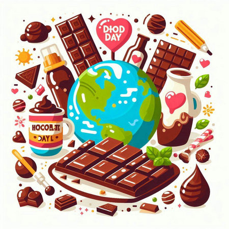 World Chocolate Day. Vector illustration of World Chocolate Day. Happy World Chocolate Day.のイラスト素材