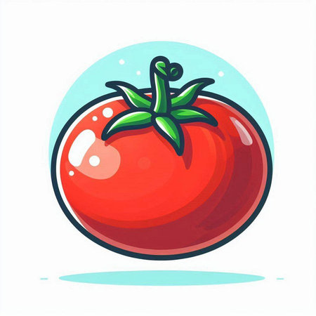 Tomato icon on white background. Vector illustration in cartoon style.のイラスト素材