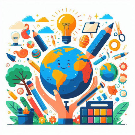 Flat design vector illustration concept of education, learning, back to schoolのイラスト素材