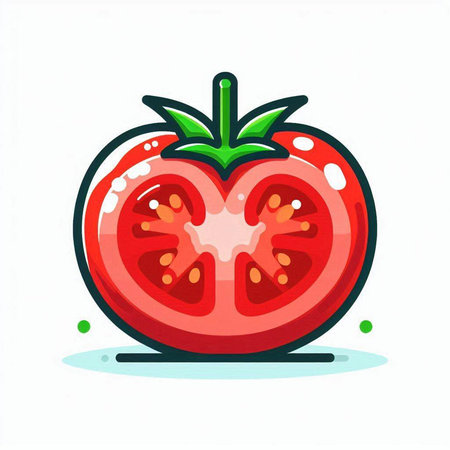 Illustration of a tomato on a white background. Vector illustration.のイラスト素材