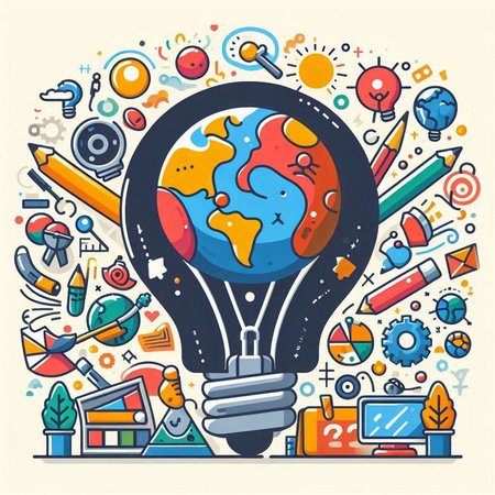 Vector hand drawn doodle cartoon set of education and school elementsのイラスト素材