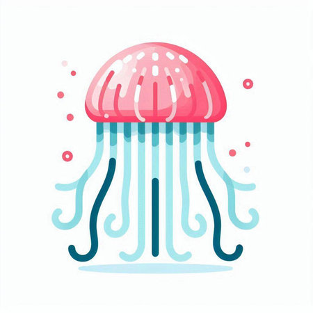Jellyfish. Vector illustration in flat style on white background.のイラスト素材