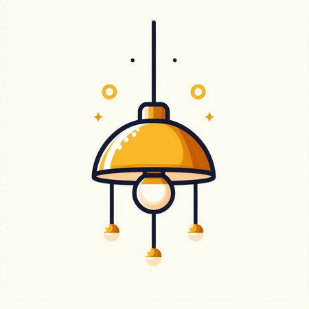 Ceiling lamp icon. Vector illustration in flat style. Design element.のイラスト素材
