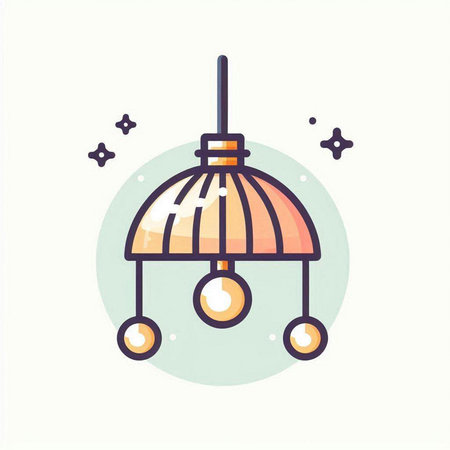 Ceiling lamp icon. Vector illustration in trendy flat style.のイラスト素材