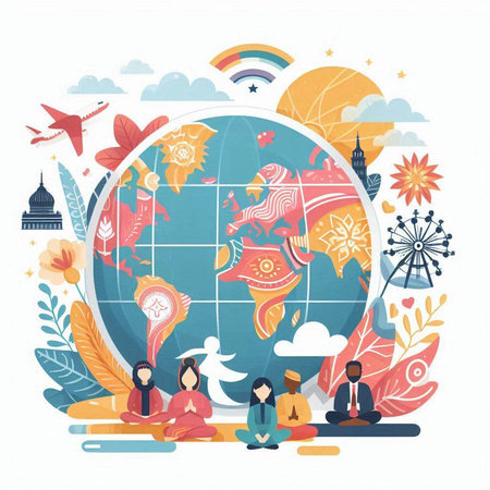 Travel around the world concept. Flat style vector illustration. International tourism.のイラスト素材