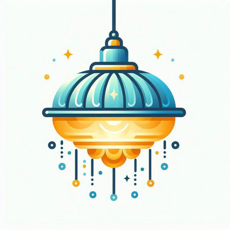 Ceiling lamp icon. Vector illustration in flat linear style.のイラスト素材