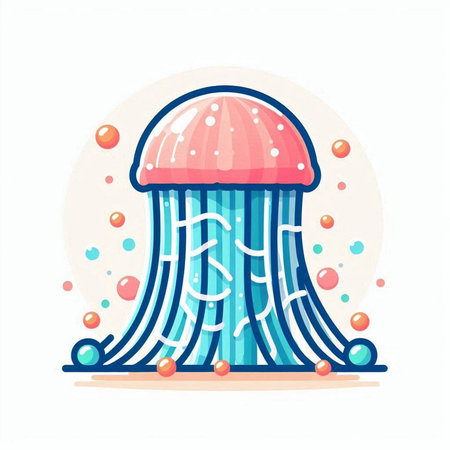 Cartoon jellyfish. Vector flat illustration. Isolated on white background.のイラスト素材