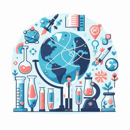 Science, chemistry and education concept. Vector illustration in flat style.のイラスト素材