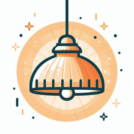Vector illustration of chandelier in flat linear style. Icon of chandelier.のイラスト素材