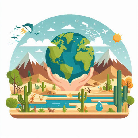 Earth day concept. World environment day vector illustration. Flat design.のイラスト素材