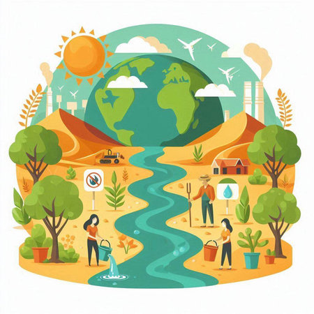 Ecology and environment concept. Flat design vector illustration. Earth day.のイラスト素材