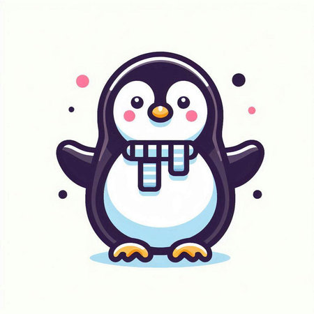 Cute cartoon penguin on a white background. Vector illustration.のイラスト素材