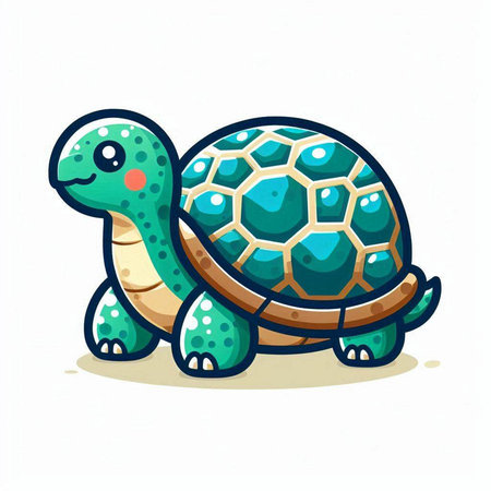 Cute cartoon turtle. Vector illustration isolated on a white background.のイラスト素材