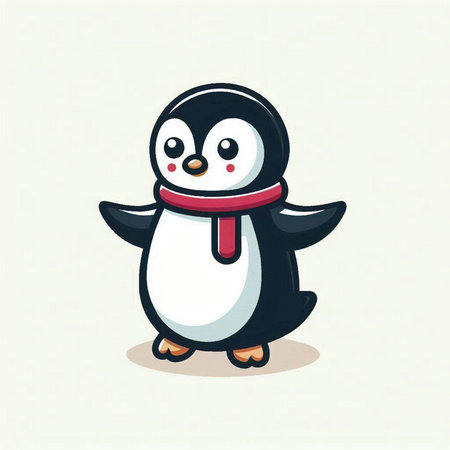 Cute cartoon penguin. Vector illustration isolated on white background.のイラスト素材