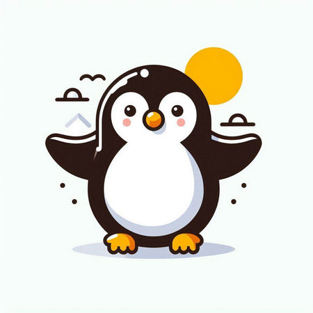 Cute penguin on white background. Vector illustration. EPS 10のイラスト素材