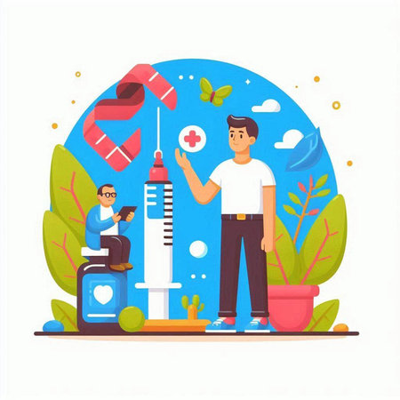 Vaccination concept. Vaccination of people. Vector flat illustrationのイラスト素材