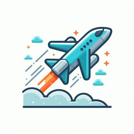 Airplane flying in the sky. Flat design. Vector illustration.のイラスト素材