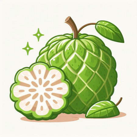 Custard apple fruit vector illustration. Custard apple vector illustration.のイラスト素材