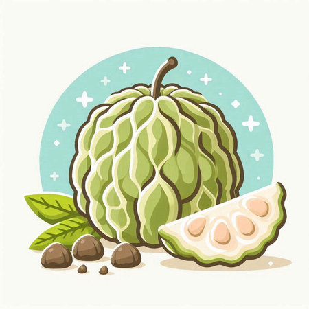 Custard apple, vector illustration. Custard apple.のイラスト素材