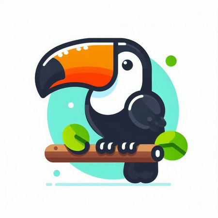 Toucan icon. Vector illustration in flat style isolated on white background.のイラスト素材