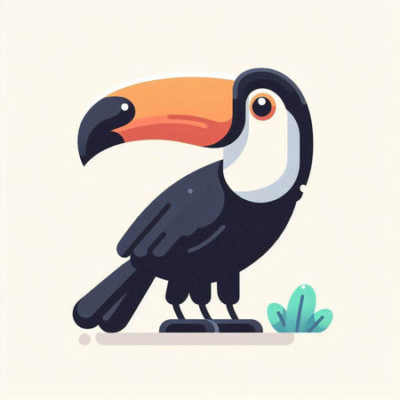 Toucan. Cartoon character. Vector illustration in flat style.のイラスト素材