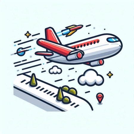 Airplane flying in the sky. Vector illustration for your design.のイラスト素材