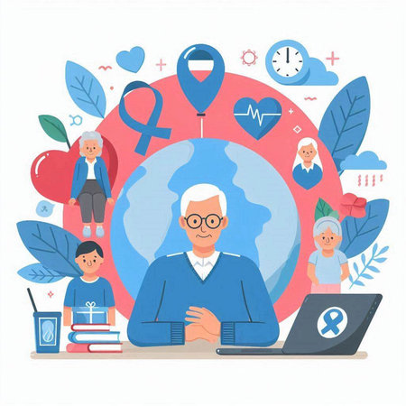 Elderly people in flat design. Vector illustration of elderly people and health care.のイラスト素材