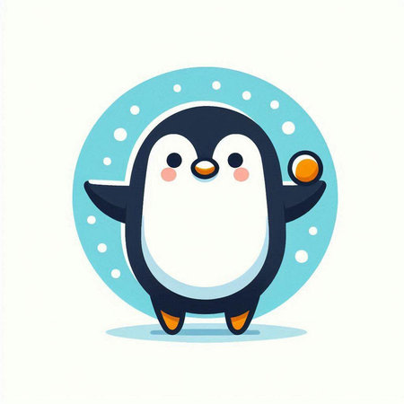 Cute cartoon penguin on a white background. Vector illustration.のイラスト素材