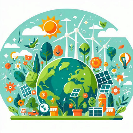 Ecology concept. Vector illustration of save the planet and environment.のイラスト素材