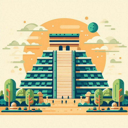 Ancient building in flat style. Vector illustration for your design and web.のイラスト素材