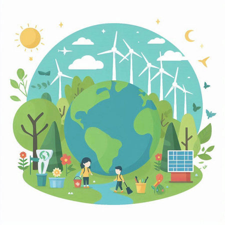Ecology concept, save the world and save the world. Vector illustrationのイラスト素材