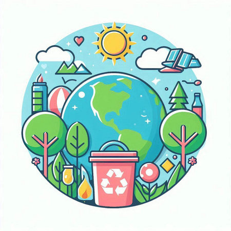 Ecology concept. Vector illustration of save the planet. World Environment Day.のイラスト素材