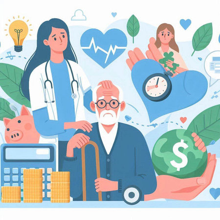 Vector illustration of doctor and nurse with stethoscope and piggy bankのイラスト素材
