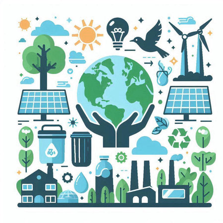 Ecology concept, save the planet, save the world, vector illustrationのイラスト素材