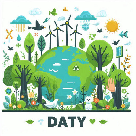 Ecology concept. World environment day. Vector illustration in flat styleのイラスト素材