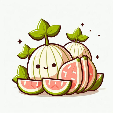 Cute watermelon cartoon character. Vector illustration of a watermelon.のイラスト素材