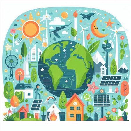 Ecology, save the planet, save the world. Vector illustrationのイラスト素材