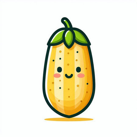 Cute and kawaii papaya fruit. Vector illustration.のイラスト素材
