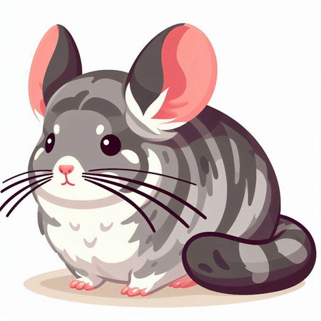 Cute cartoon chinchilla. Vector illustration isolated on white background.のイラスト素材