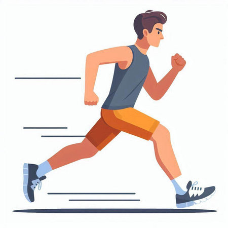 Running man. Male runner jogging. Vector illustration in cartoon styleのイラスト素材