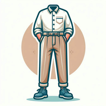 Vector illustration of a man in a shirt and trousers with suspendersのイラスト素材