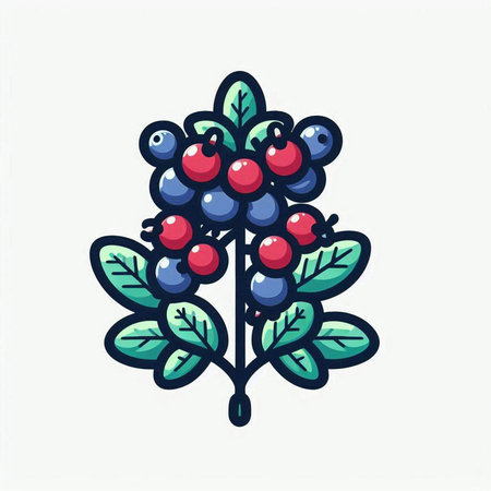 Cranberry icon. Vector illustration of a bunch of berries.のイラスト素材