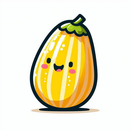 Cute kawaii pumpkin isolated on a white background. Vector illustration.のイラスト素材