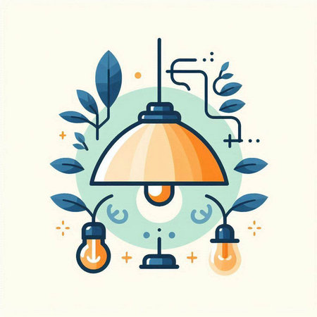 Lamp flat color icon. Modern vector illustration for web and mobile designのイラスト素材