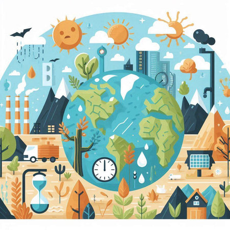 Ecology concept. Vector illustration in flat style. Earth day.のイラスト素材